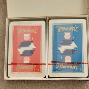 Vintage SS Homeric Cruise Line Playing Cards Set - Red and Blue